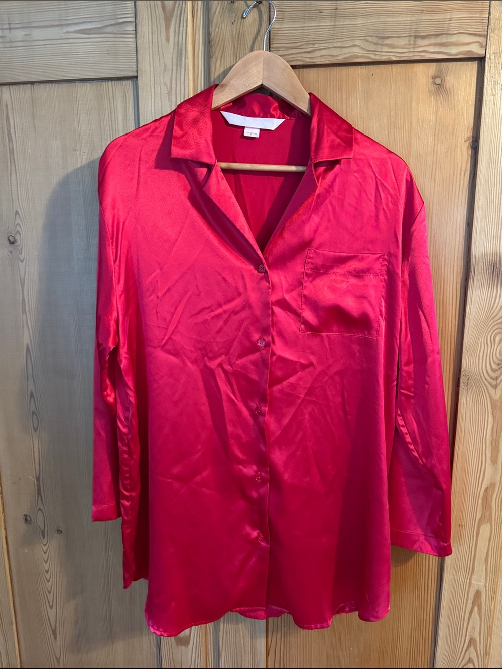 Victoria's Secret Red Satin Button-Down Shirt
